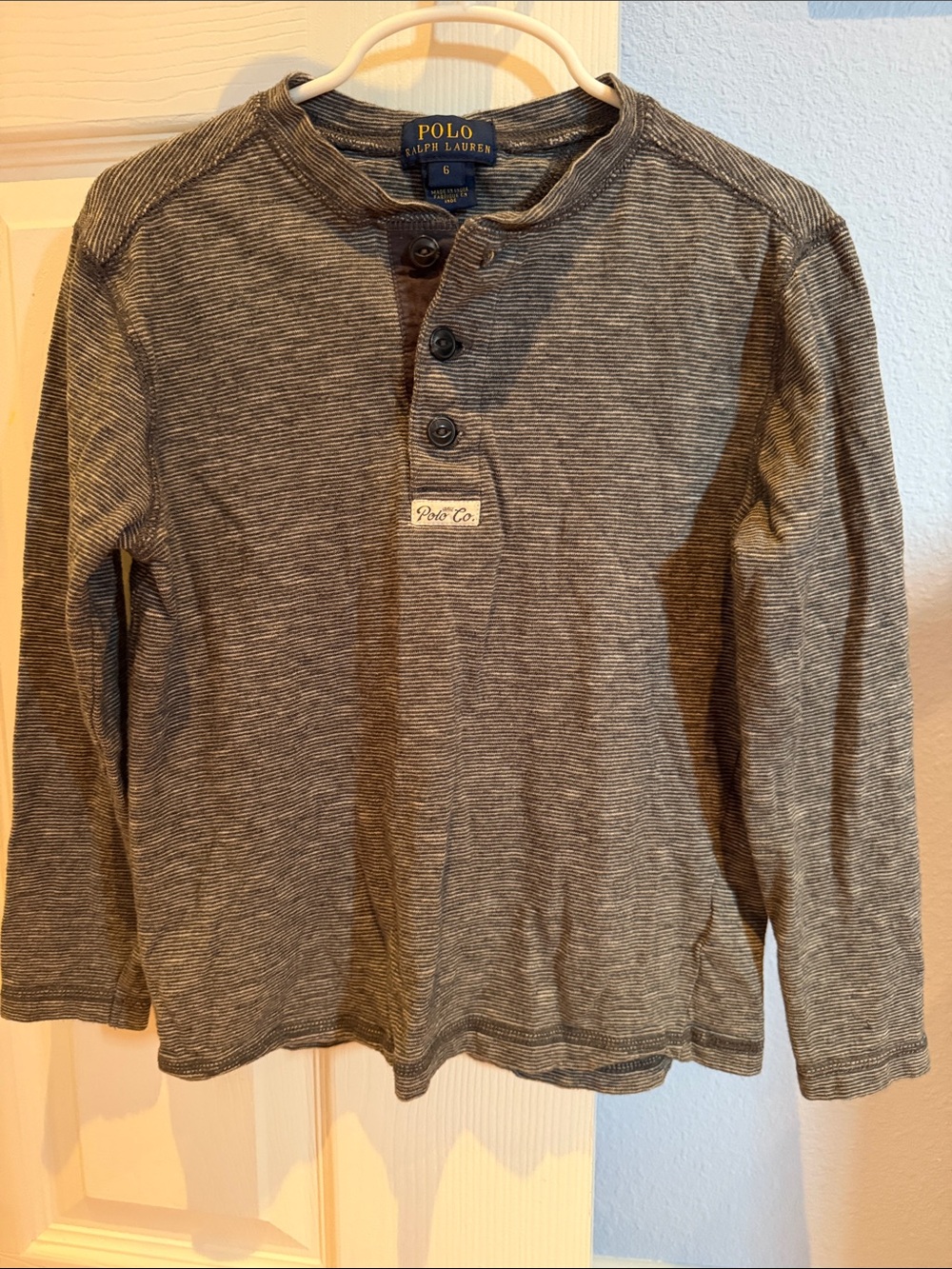 Little Boys Polo by Ralph Lauren Gray Striped Long-Sleeve Henley
